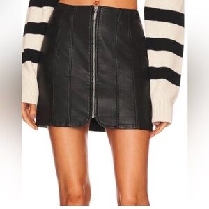 Free People Faux Leather Zip Mini Skirt Black High Waist Moto Size 10